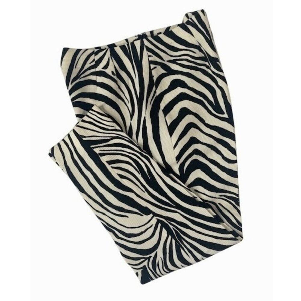 Dana Buchman Zebra Print Pants Black Ivory Statement Trousers Size 14 Boho